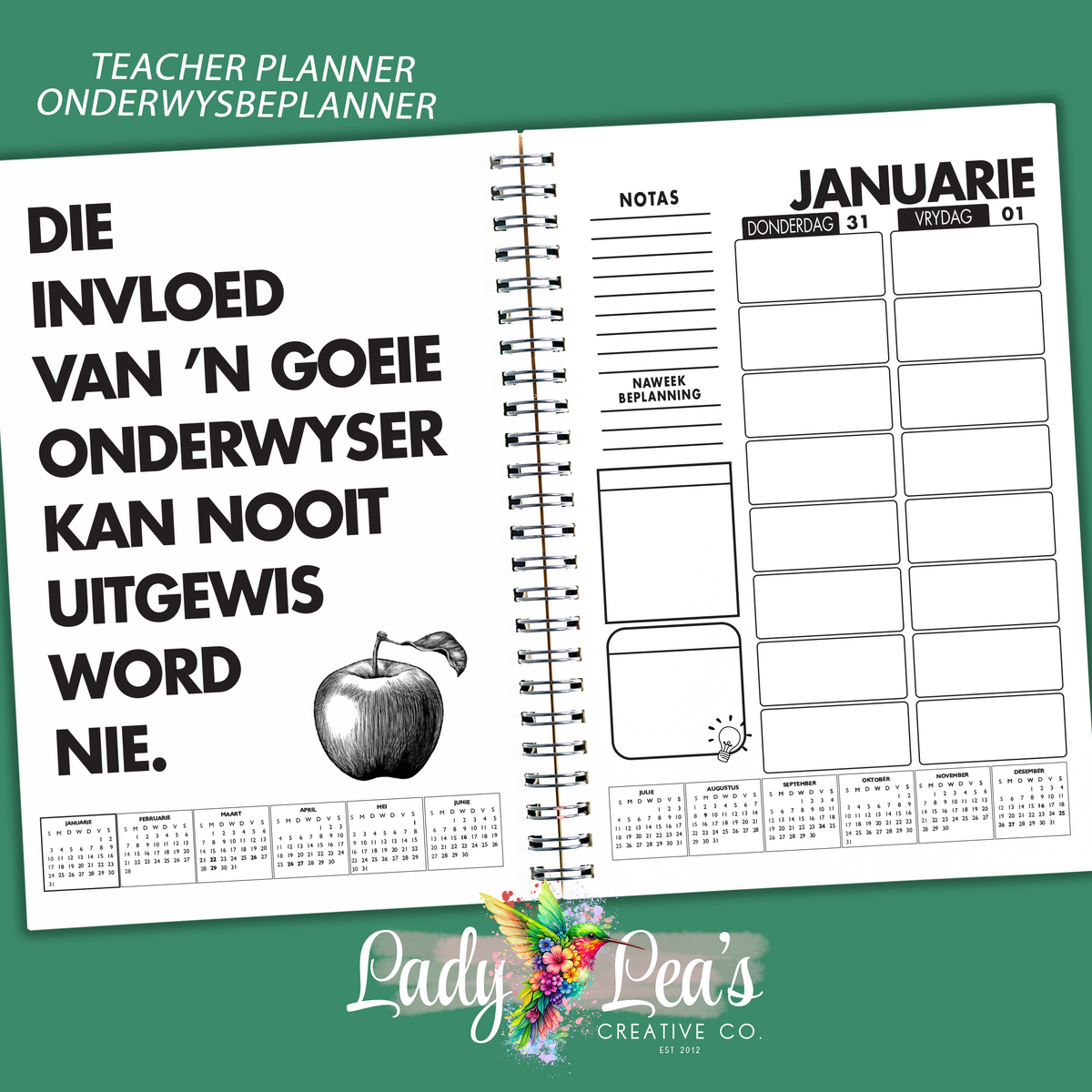 WATERCOLOR WINDPOMP AND EUCALYPTUS TEACHER PLANNER 2027