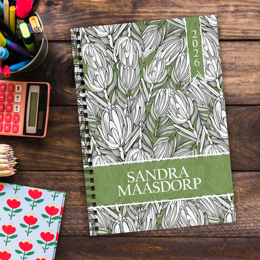 PROTEA GREEN OUTLINE TEACHER PLANNER 2026