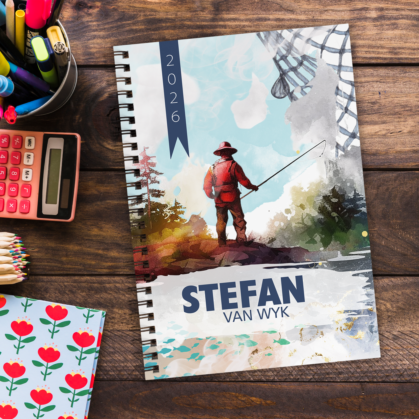 FISHING WATERCOLOR TEACHER PLANNER 2026
