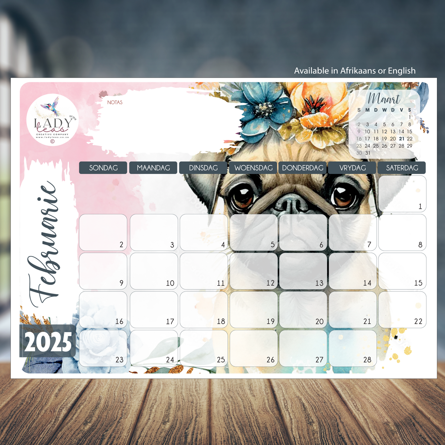 FLORAL PUG DESKPAD 2025