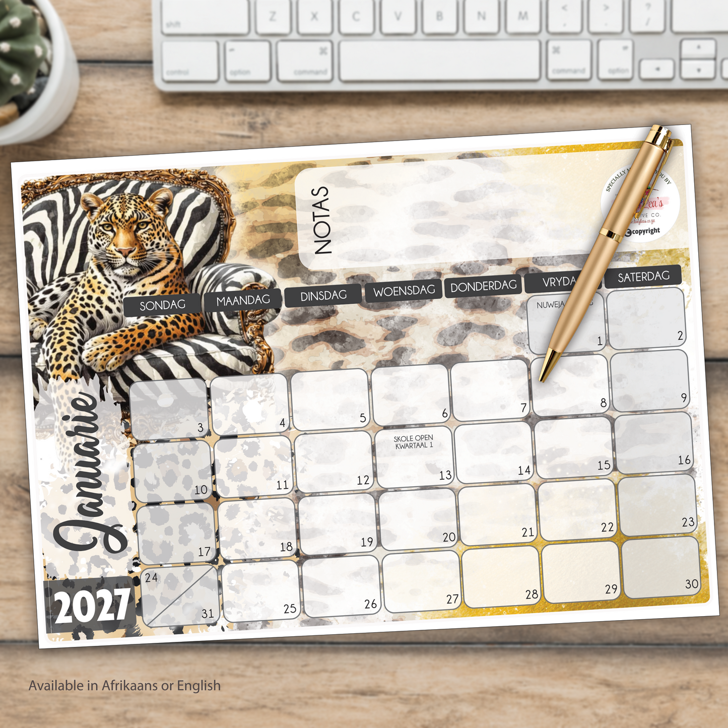 ROYAL LEOPARD DESKPAD 2027