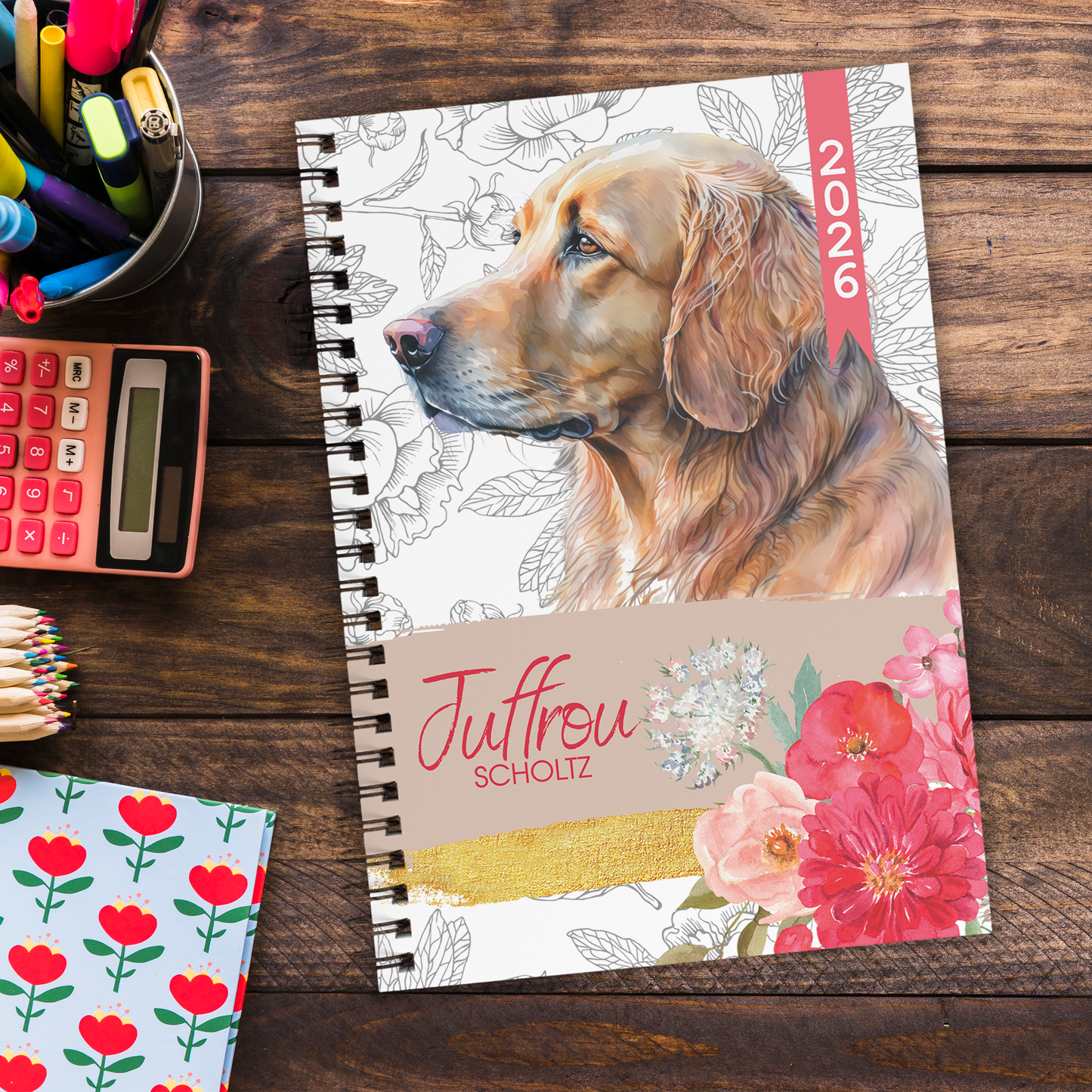 FLORAL LABRADOR TEACHER PLANNER 2026