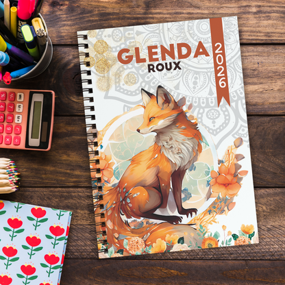 MANDALA FLORAL FOX  TEACHER PLANNER 2026