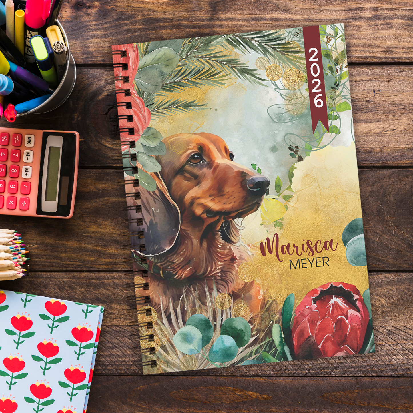 BROWN DACHSHUND PROTEA TEACHER PLANNER 2026