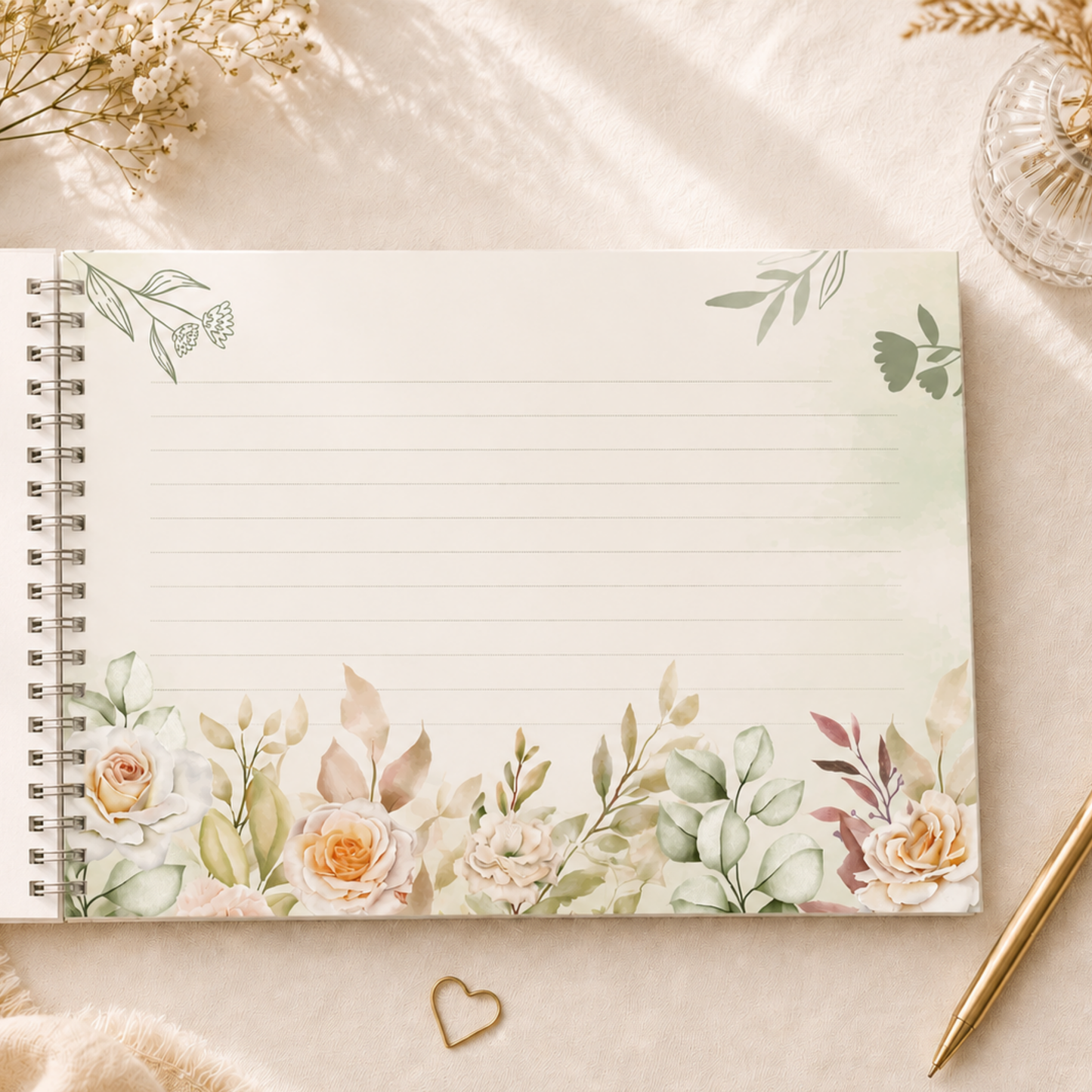 ROSE AND GREEN WEDDING GUESTBOOK