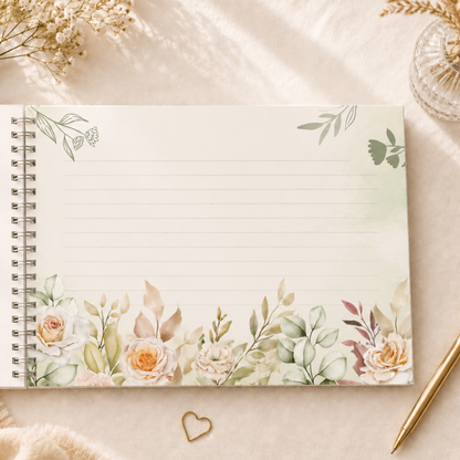 ROSE AND GREEN WEDDING GUESTBOOK