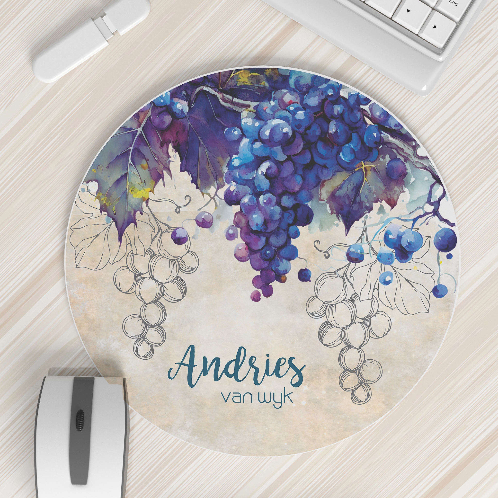 WATERCOLOR GRAPES MOUSEPAD