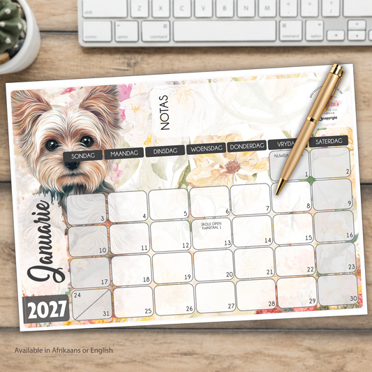 YORKIE GOLDEN DESKPAD 2027