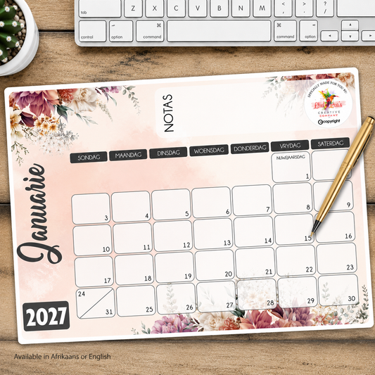 FINE FLORAL LILAC DESKPAD 2027