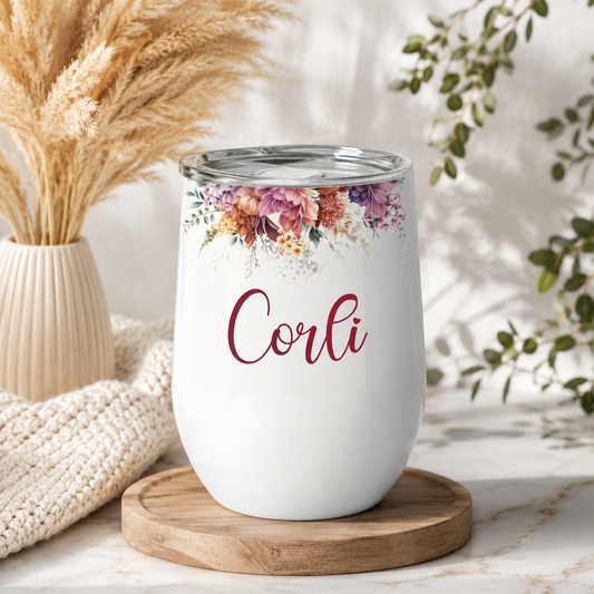 FINE FLOWERS WINE TUMBLER