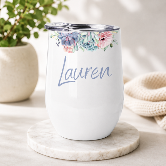 SUCCULENT PINK WINE TUMBLER
