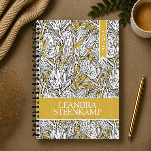 PROTEA YELLOW OUTLINE 1 DAY DIARY 2027