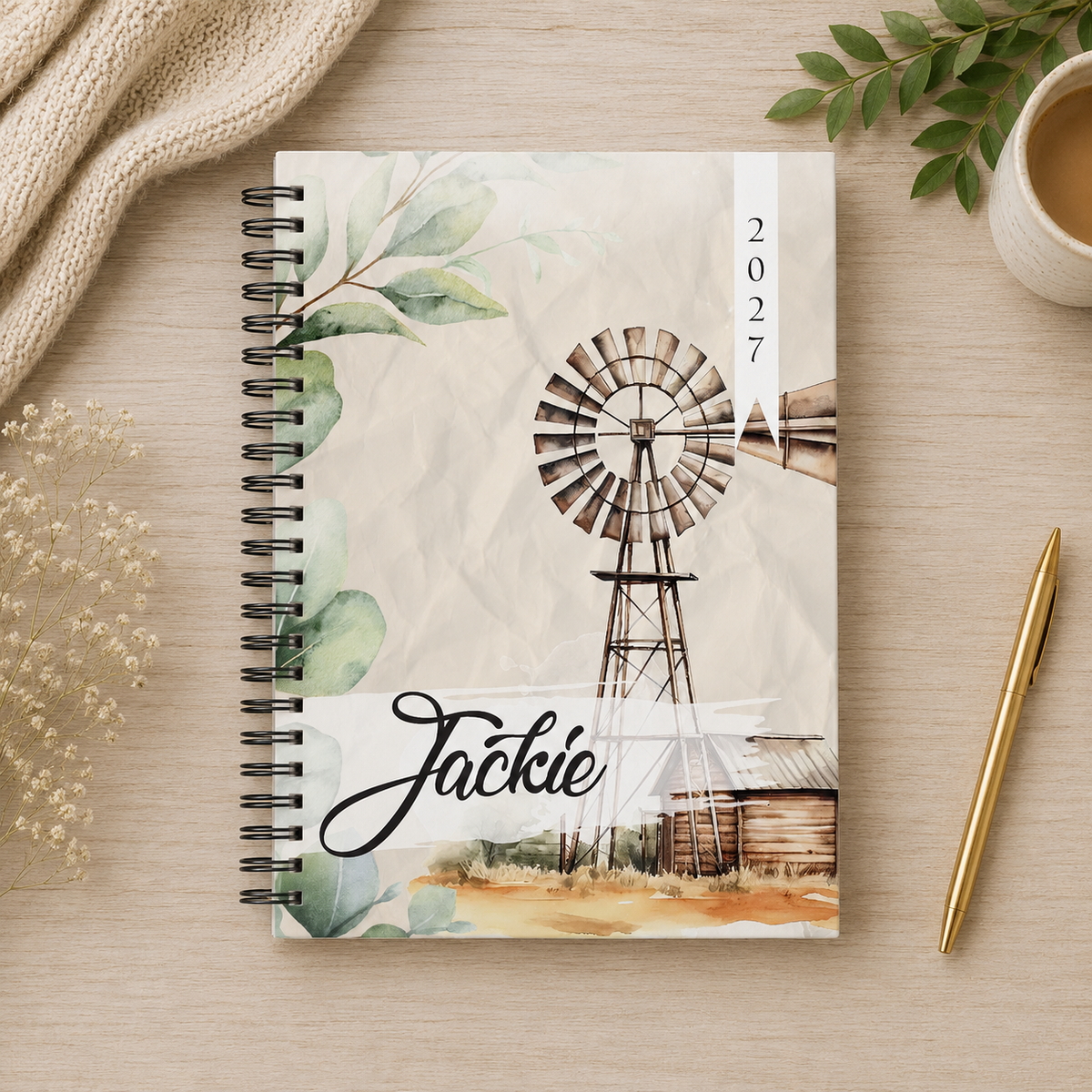 WATERCOLOR WINDPOMP 1 DAY DIARY 2027