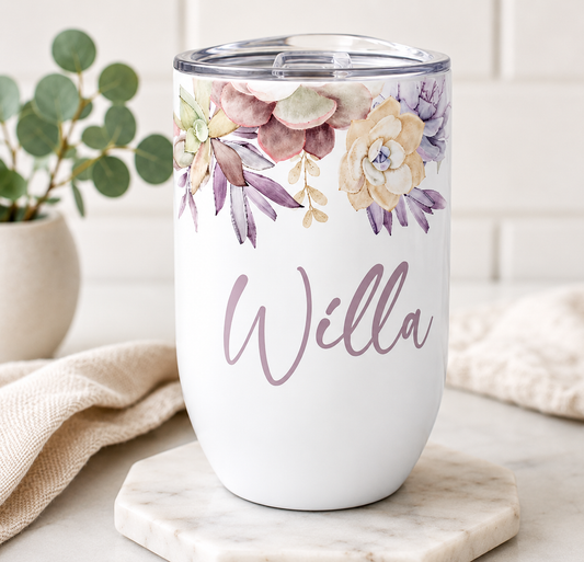 PASTEL SUCCULENT WINE TUMBLER