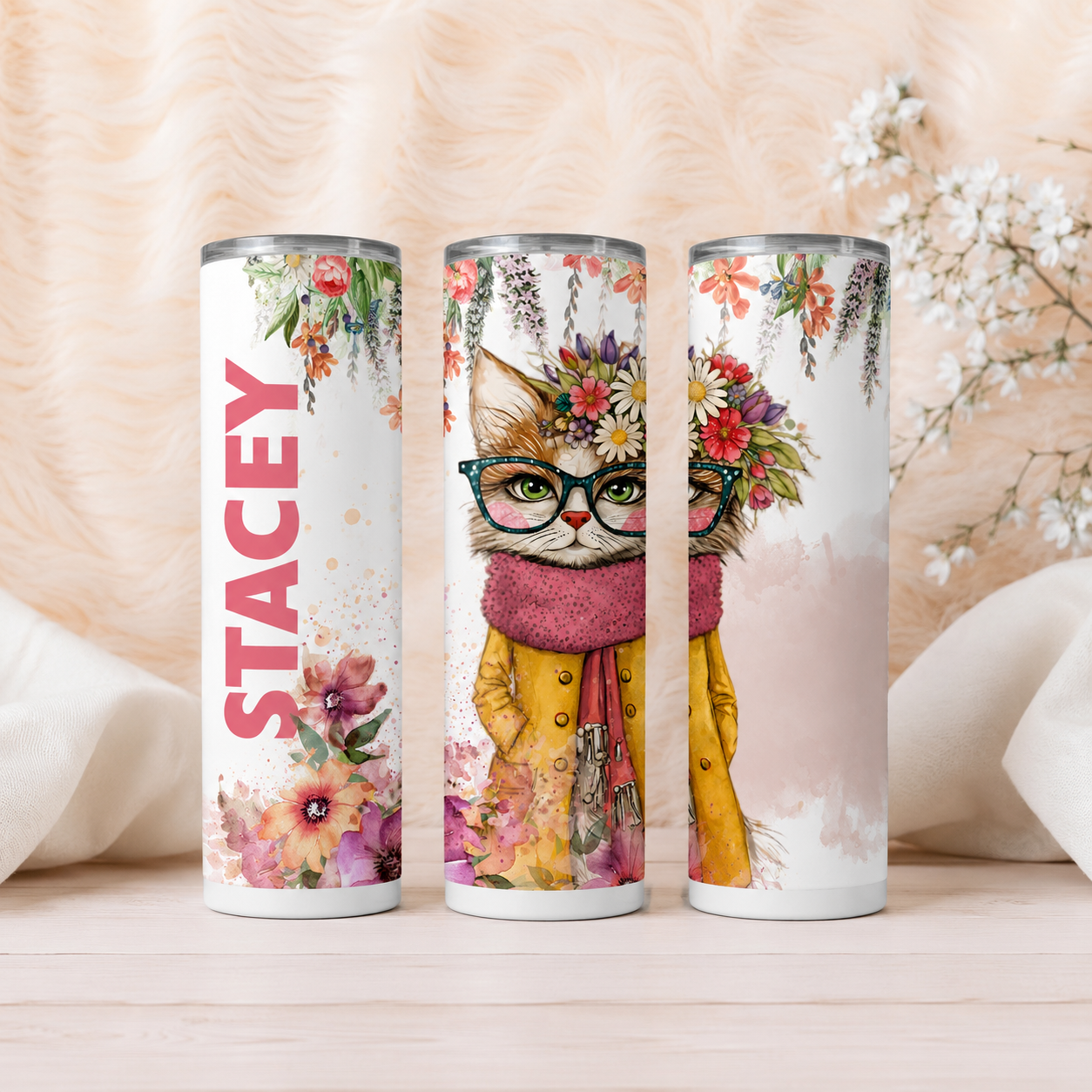FANCY CAT SKINNY TUMBLER