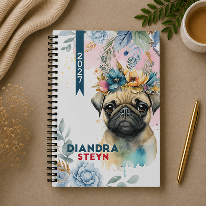 FLORAL PUG 1 DAY DIARY 2027