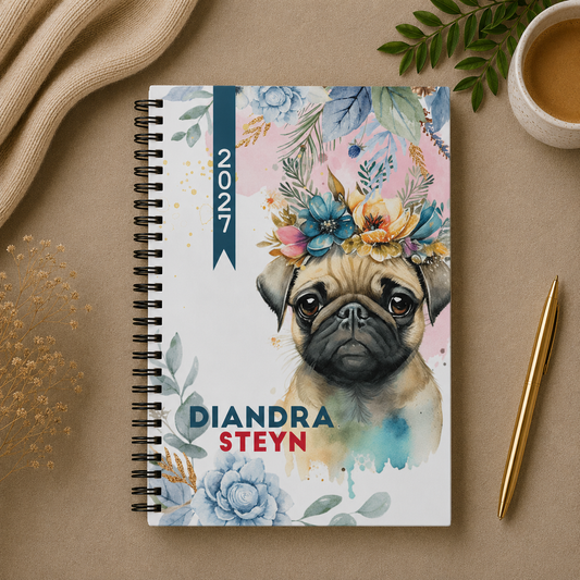 FLORAL PUG 1 DAY DIARY 2027
