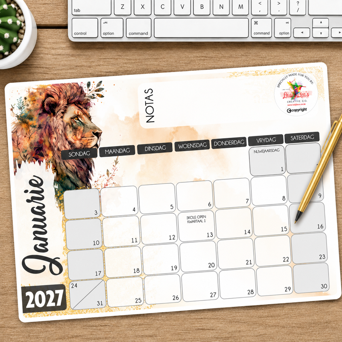 FLORAL LION DESKPAD 2027