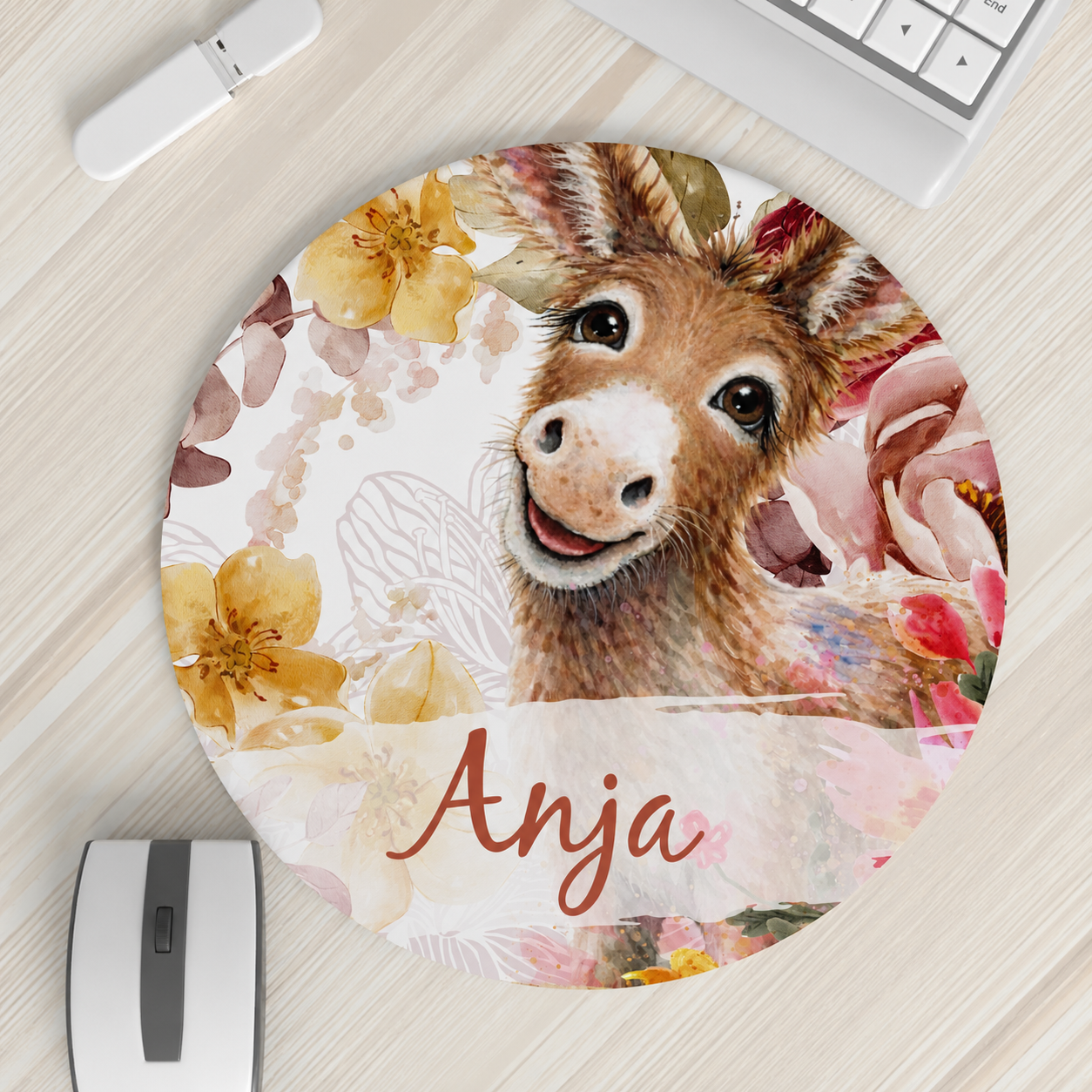 SMILING DONKEY FLORAL MOUSEPAD