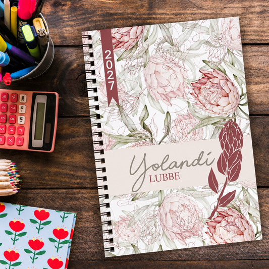 PASTEL PROTEA TEACHER PLANNER 2027