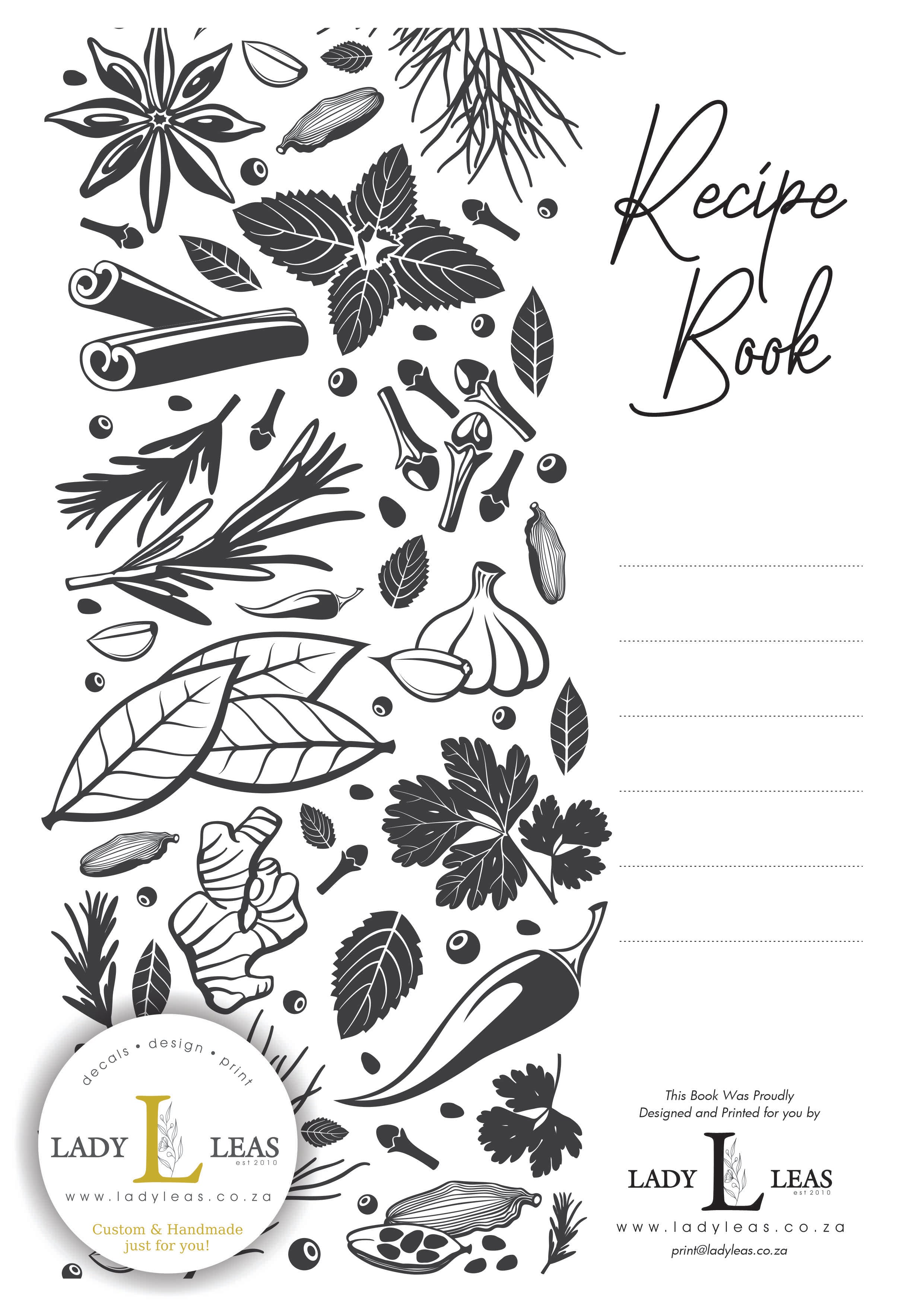 CUTE  FLORAL LAMA RECIPE BOOK