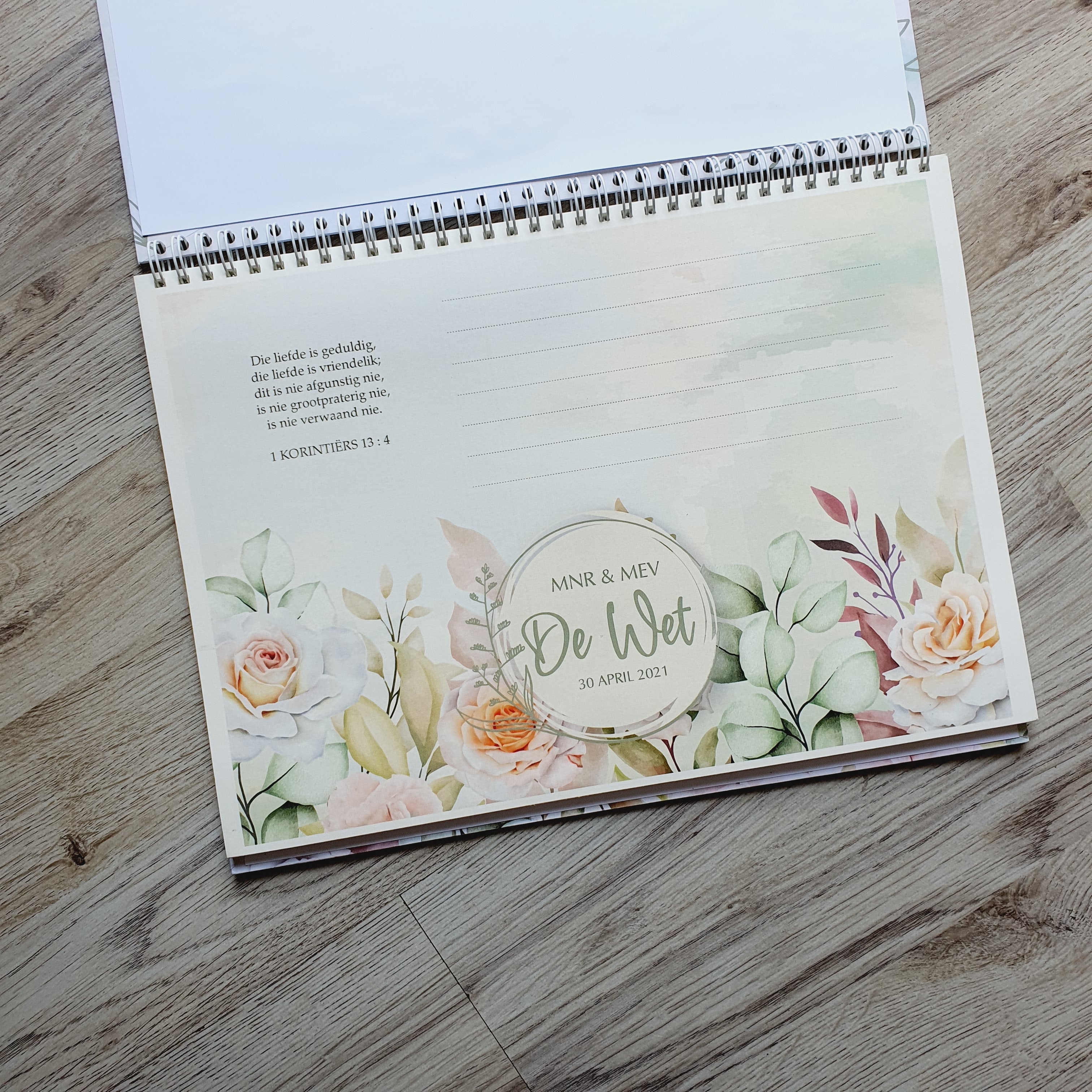 ROSE AND GREEN WEDDING GUESTBOOK