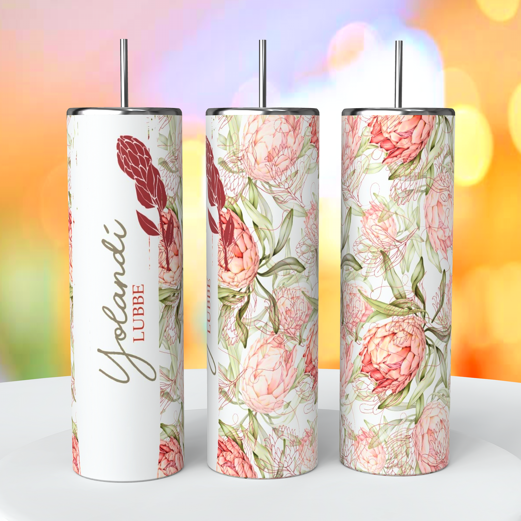 Pastel Protea Skinny Tumbler